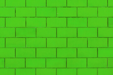 Green light salad color verdant paint on brick blocks urban design wall texture pattern background...