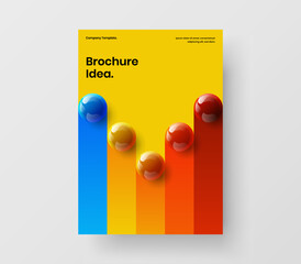 Clean realistic balls magazine cover illustration. Creative annual report vector design layout.