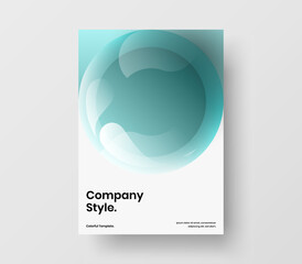 Fresh realistic spheres book cover layout. Trendy handbill vector design concept.