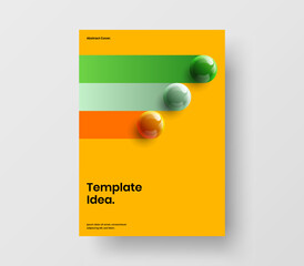 Unique brochure vector design concept. Abstract 3D balls catalog cover illustration.