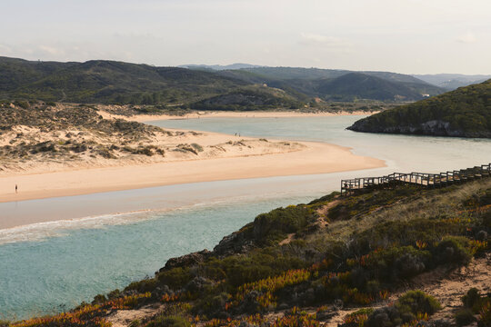 Praia de Odeceixe, beautiful beaches along the Southern coast of Portugal; Algarve, Portugal