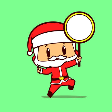 graphic character of Santa Claus holding a circle board