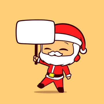 idea cartoon of Santa Claus holding a square board