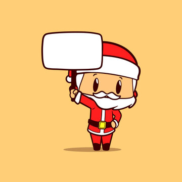 graphic cartoon of Santa Claus holding a square board
