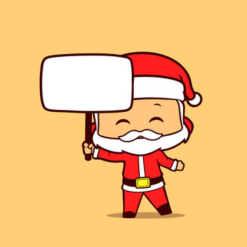 creative cartoon of Santa Claus holding a square board