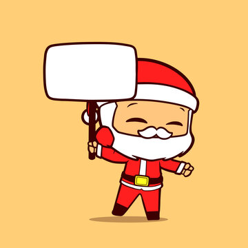 Design character of Santa Claus holding a square board
