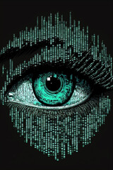 Cybernetic Futuristic Eye, Human Android Cyborg Eye,  Cybersecurity Illustration, Science, Technology, Innovation 