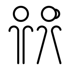 Toilet sign vector with man and woman restroom symbol in a glyph pictogram illustration