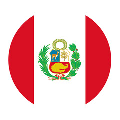 Peru Flat Rounded Flag Icon with Transparent Background