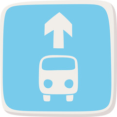 Indicative road sign flat icon Bus way Direction. Vector illustration