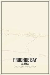 Retro US city map of Prudhoe Bay, Alaska. Vintage street map.