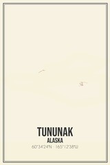 Retro US city map of Tununak, Alaska. Vintage street map.