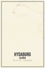 Retro US city map of Hydaburg, Alaska. Vintage street map.