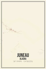 Retro US city map of Juneau, Alaska. Vintage street map.