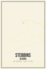 Retro US city map of Stebbins, Alaska. Vintage street map.
