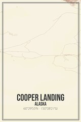 Retro US city map of Cooper Landing, Alaska. Vintage street map.