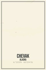 Retro US city map of Chevak, Alaska. Vintage street map.