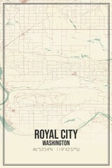 Retro US city map of Royal City, Washington. Vintage street map.