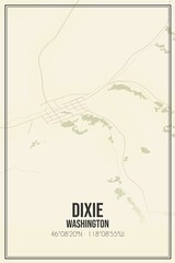 Retro US city map of Dixie, Washington. Vintage street map.