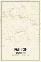 Retro US city map of Palouse, Washington. Vintage street map.