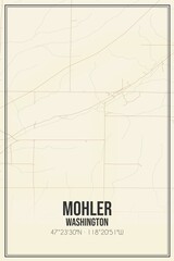 Retro US city map of Mohler, Washington. Vintage street map.