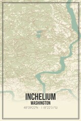 Retro US city map of Inchelium, Washington. Vintage street map.