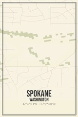 Naklejka premium Retro US city map of Spokane, Washington. Vintage street map.