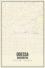 Retro US city map of Odessa, Washington. Vintage street map.