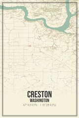 Retro US city map of Creston, Washington. Vintage street map.