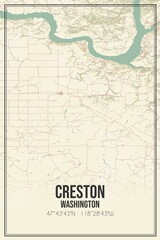 Fototapeta premium Retro US city map of Creston, Washington. Vintage street map.