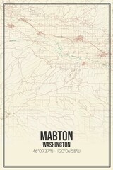 Retro US city map of Mabton, Washington. Vintage street map.