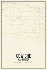Retro US city map of Cowiche, Washington. Vintage street map.