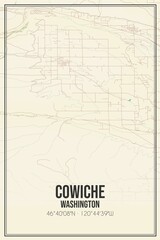 Retro US city map of Cowiche, Washington. Vintage street map.