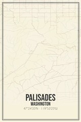Retro US city map of Palisades, Washington. Vintage street map.