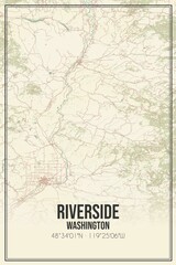 Retro US city map of Riverside, Washington. Vintage street map.