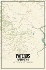Retro US city map of Pateros, Washington. Vintage street map.