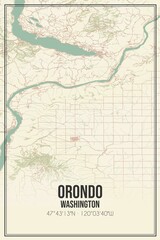Retro US city map of Orondo, Washington. Vintage street map.