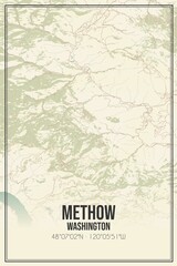 Retro US city map of Methow, Washington. Vintage street map.