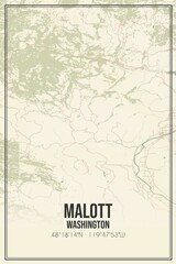 Retro US city map of Malott, Washington. Vintage street map.