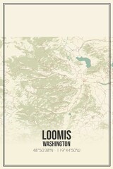Retro US city map of Loomis, Washington. Vintage street map.