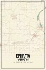 Retro US city map of Ephrata, Washington. Vintage street map.