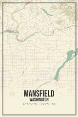 Retro US city map of Mansfield, Washington. Vintage street map.