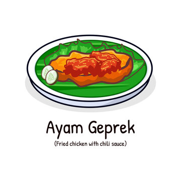 Ayam geprek  smashed chicken Indonesian food spicy good taste