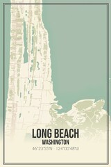 Fototapeta premium Retro US city map of Long Beach, Washington. Vintage street map.