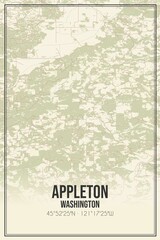 Retro US city map of Appleton, Washington. Vintage street map.