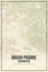 Retro US city map of Brush Prairie, Washington. Vintage street map.