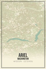 Retro US city map of Ariel, Washington. Vintage street map.