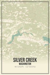 Retro US city map of Silver Creek, Washington. Vintage street map.