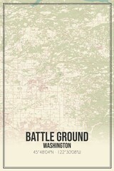 Retro US city map of Battle Ground, Washington. Vintage street map.