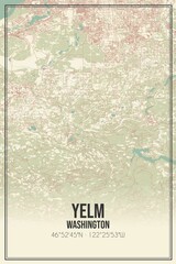 Retro US city map of Yelm, Washington. Vintage street map.